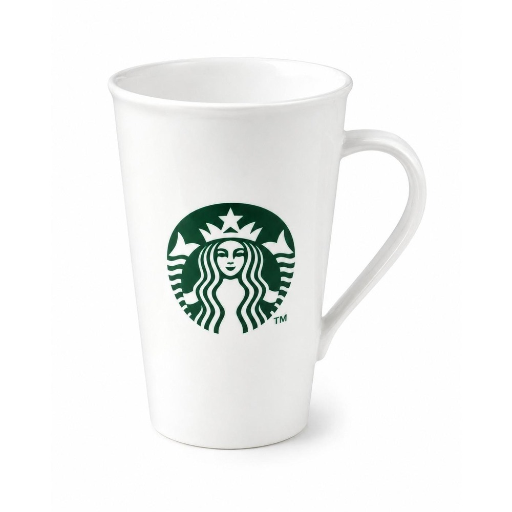 Starbucks 2013 White Ceramic Latte Coffee Mug Green Siren Logo 12 oz Cup EUC